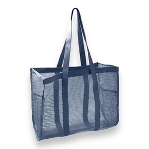 Kafvhsty Mesh Beach Bag，Large Capacity Portable Handle Foldable Sandproof Hollow